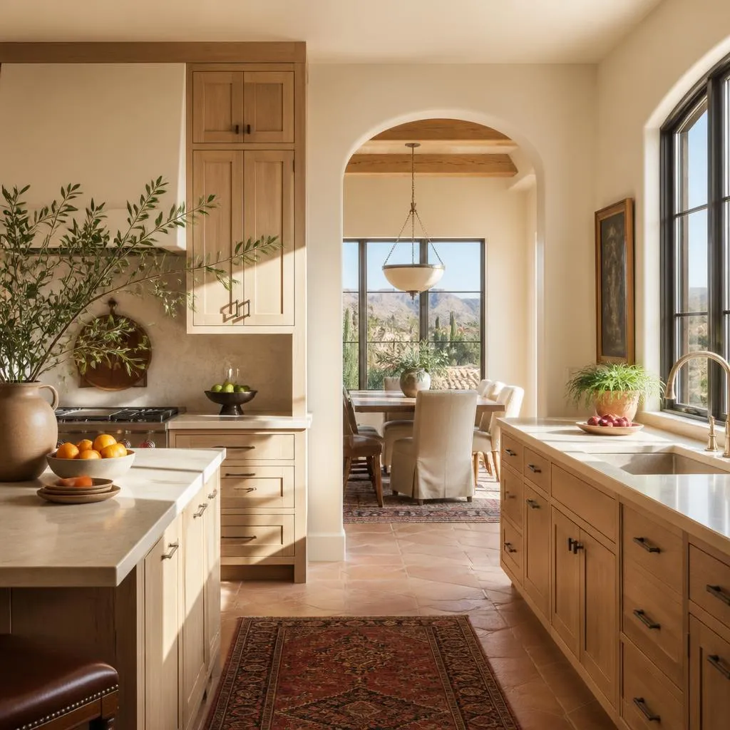 A bright and welcoming family kitchen with natural light and warm wood details